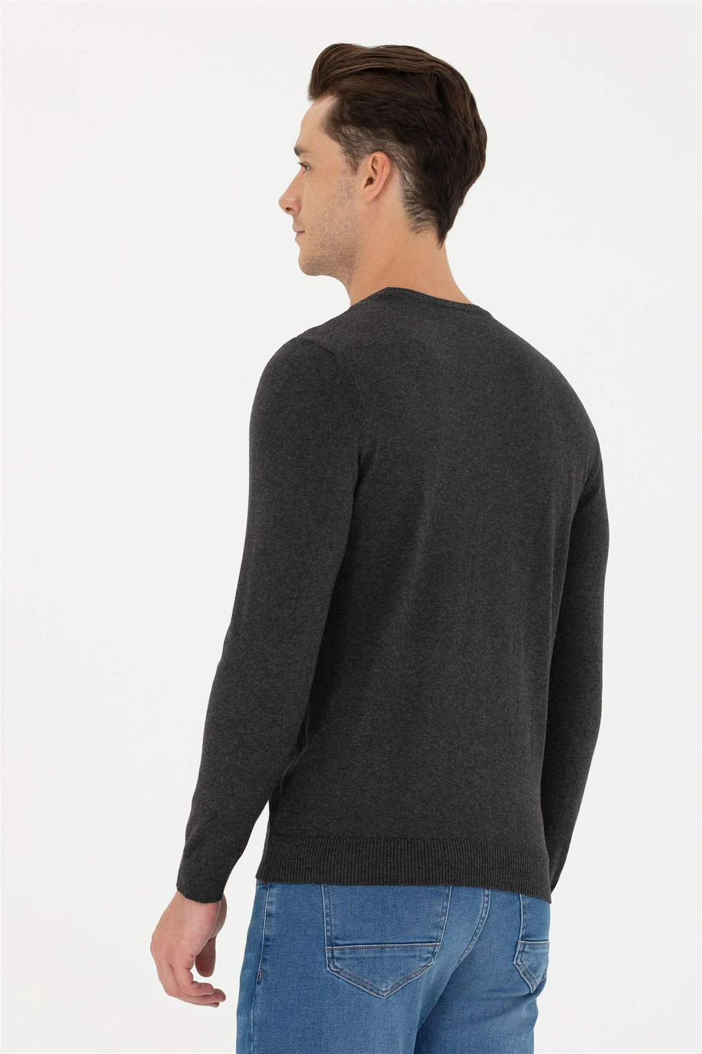 Мужской базовый свитер антрацитового меланжа - U.s. polo assn фото 11