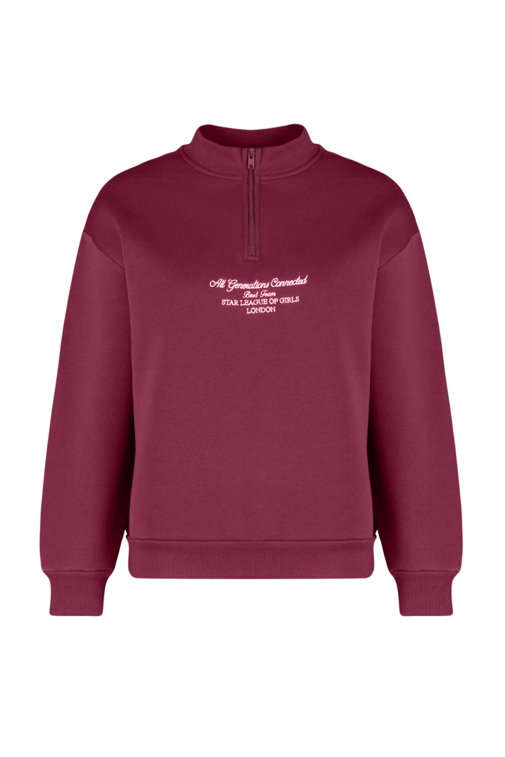 TRENDYOLMILLA Bordo Kal?n Ici Polarl? Fermuarl? Dik Yaka Oversize/Genis Kal?p Orme Sweatshirt TWOAW24SW00127  фото 6