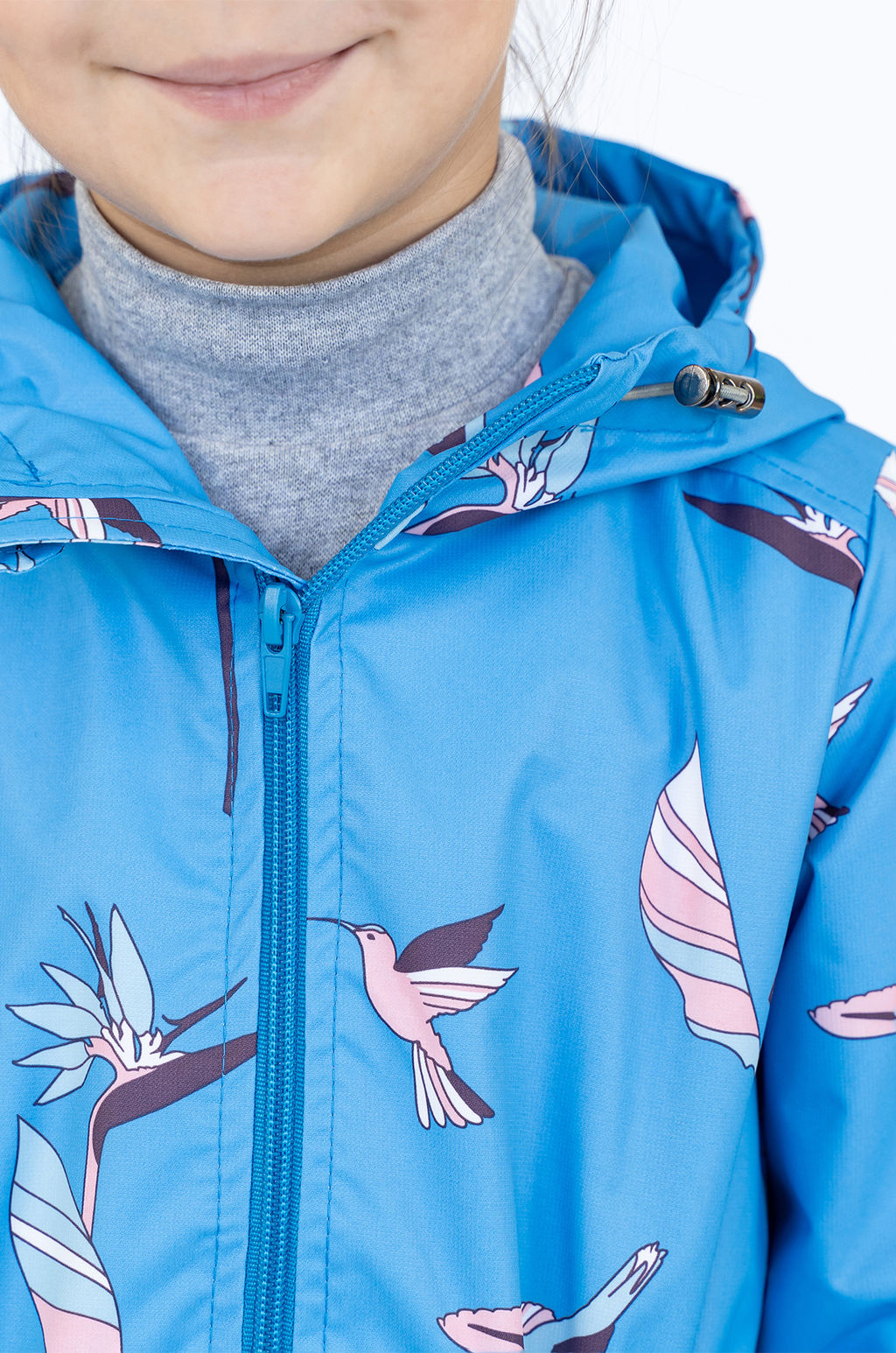 Ветровка для девочки синяя птичка 20-026 (110-116, 60)