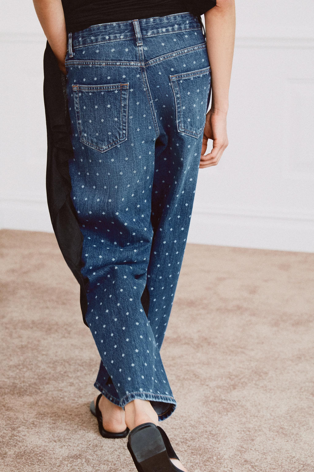 JEANS ZW COLLECTION TAPERED TIRO MEDIO LUNARES / azul - Zara фото 3