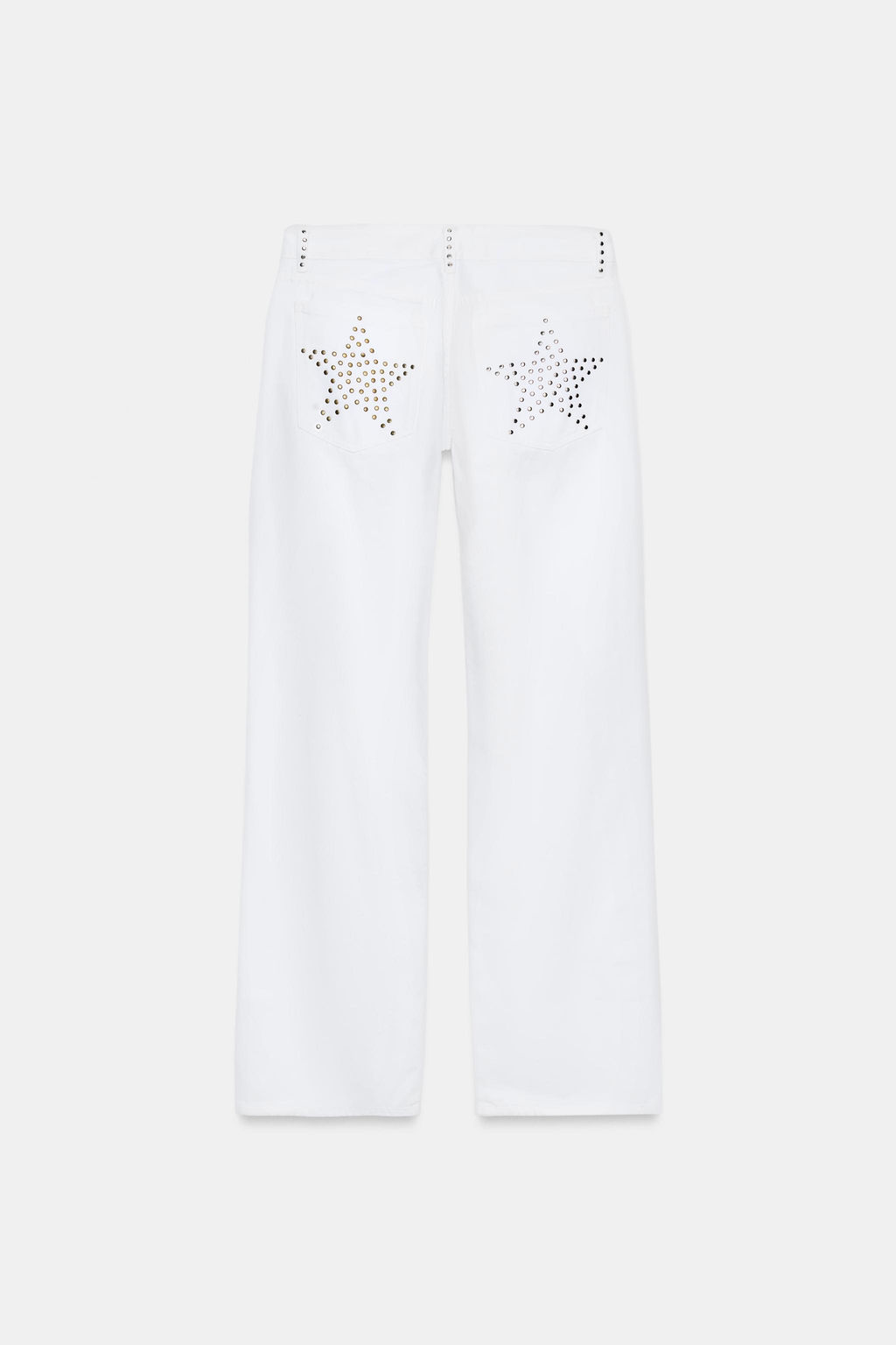 JEANS TRF WIDE LEG TIRO BAJO TACHAS / Blanco - Zara фото 10