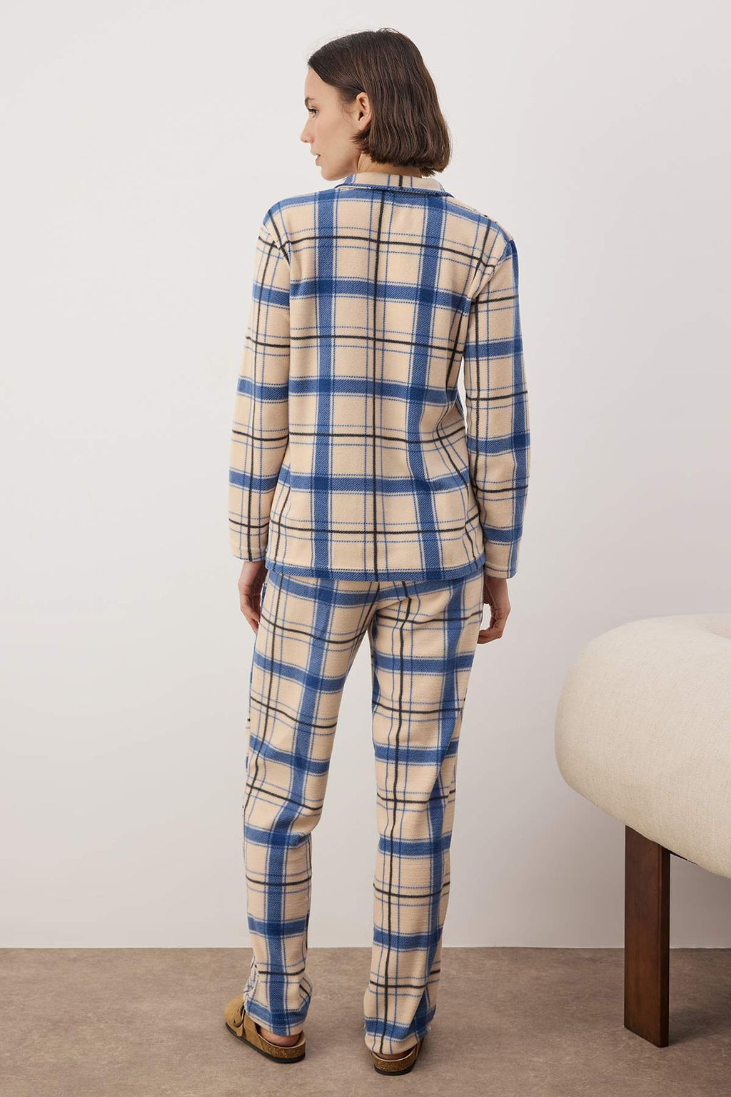 Trendyolmilla Yesil Nak?sl? Ekoseli Polar K?sl?k Orme Pijama Tak?m? THMAW24PT00175  фото 16