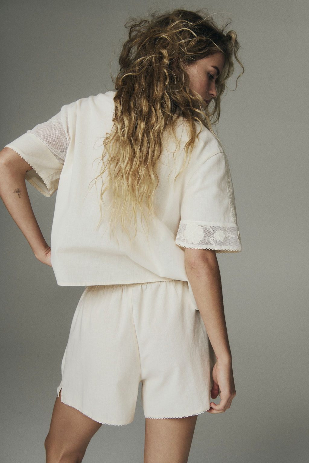 Linen-blend pyjama shorts - H&m фото 7