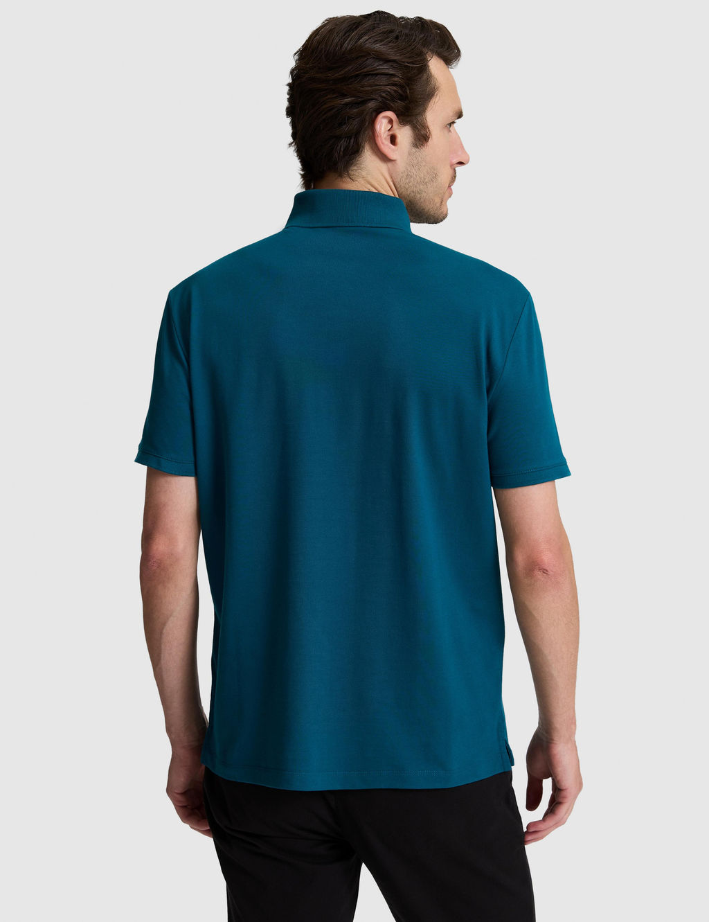 Petrol Mavi Slim Fit Pamuk Kar___ml_ D__meli Polo Yaka Basic T-shirt