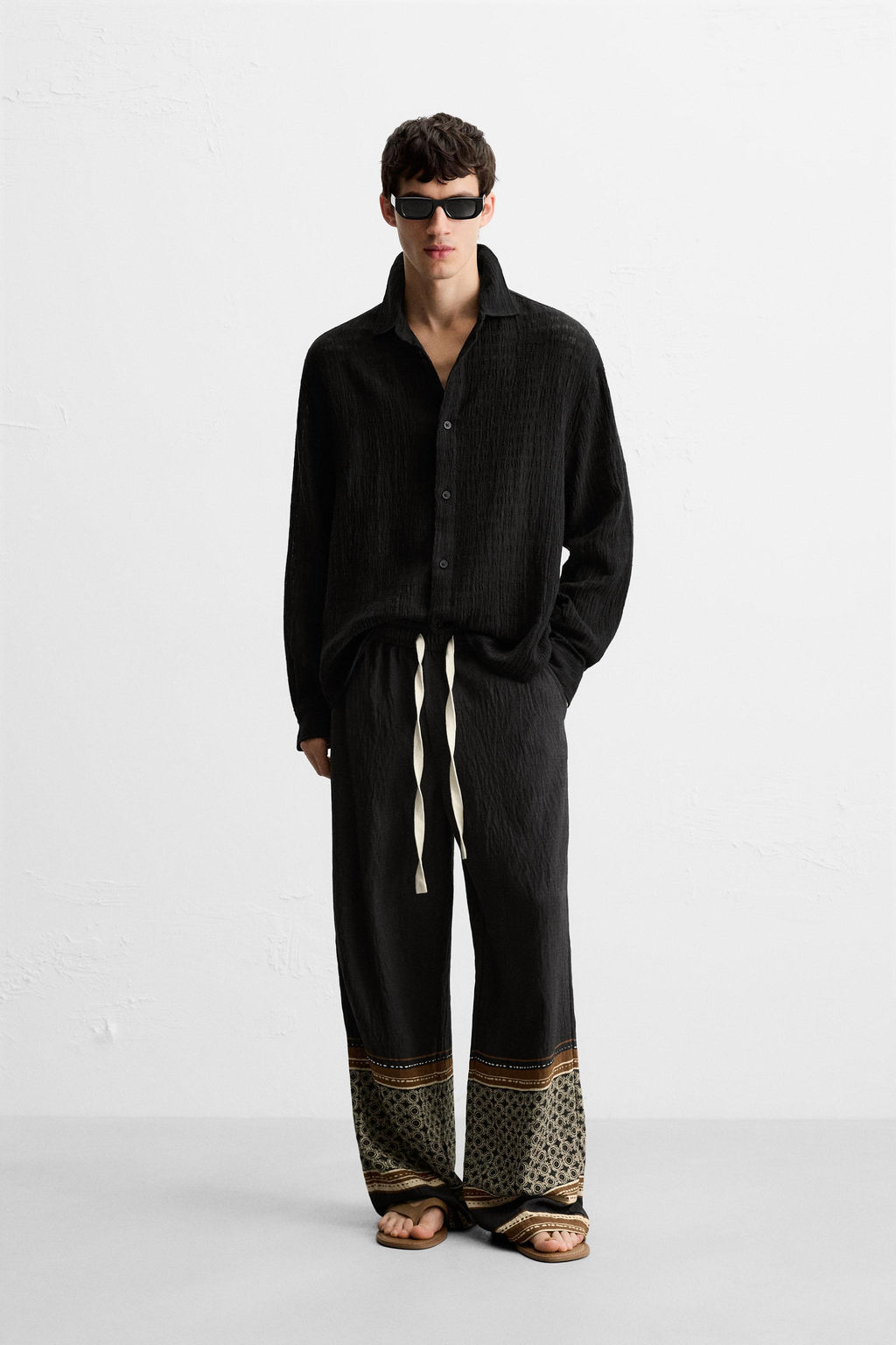 JACQUARD LINEN/COTTON SHIRT