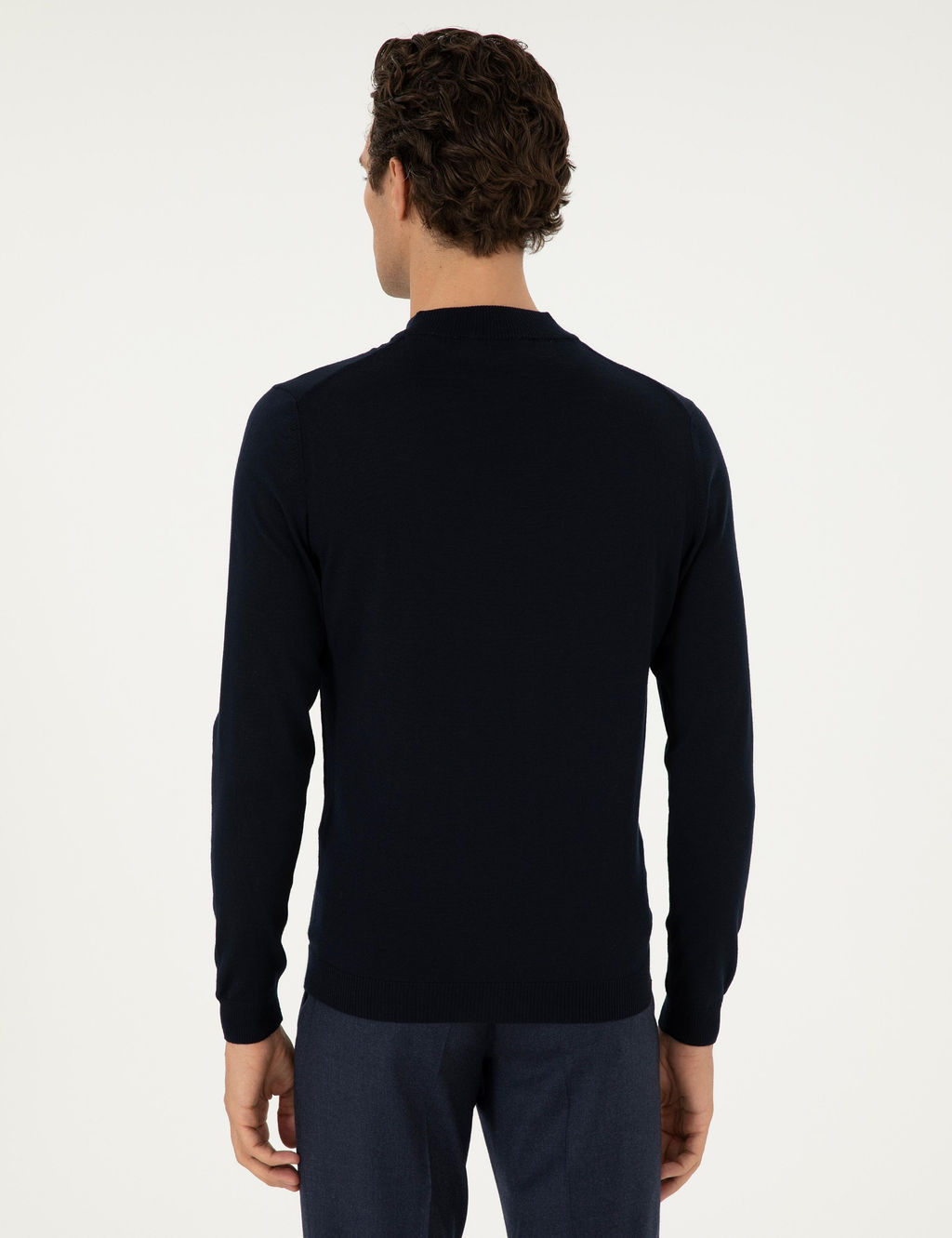 Темно-синий базовый свитер узкого кроя - Cacharel фото 5