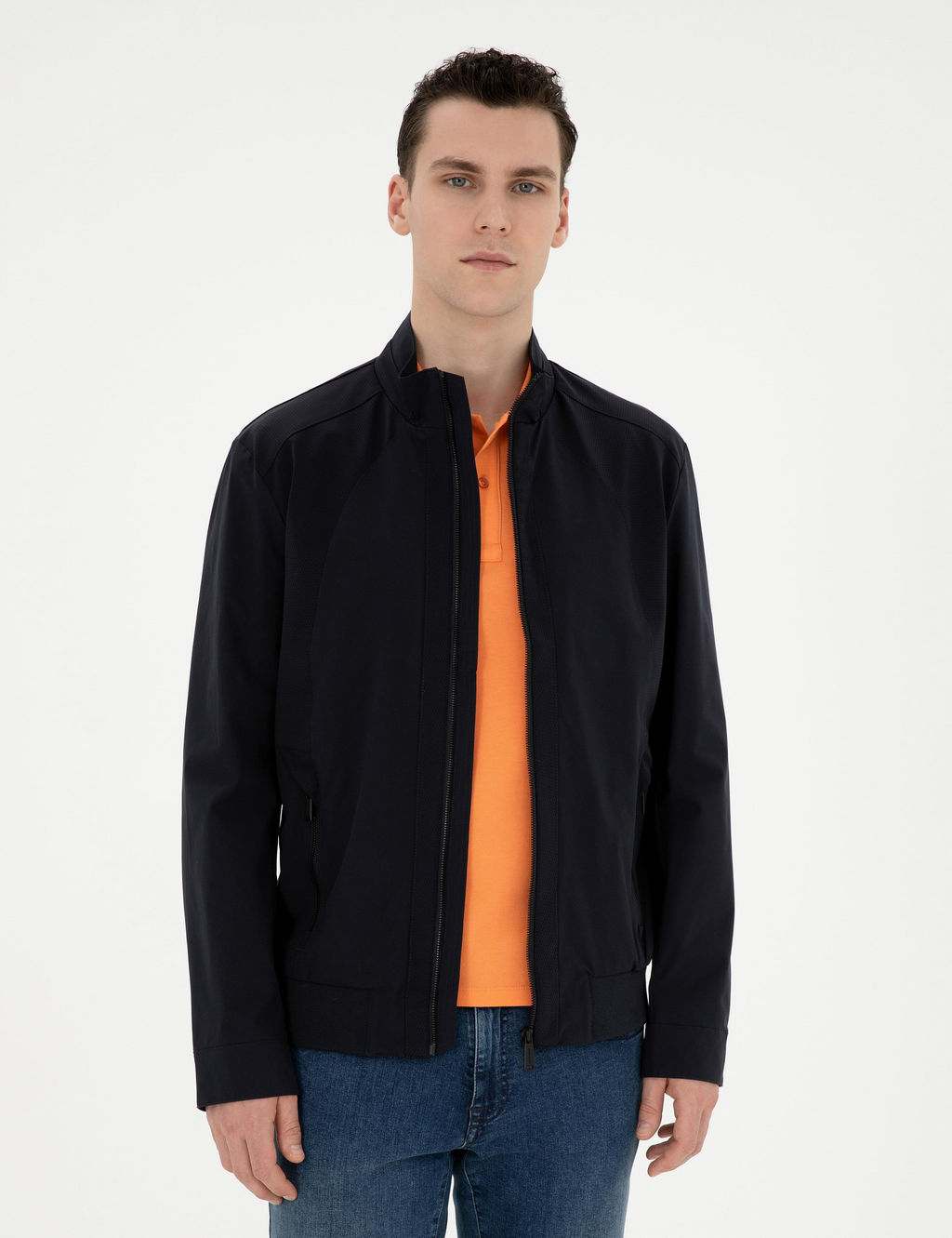 Lacivert Baharl_k Mevsimlik Mont