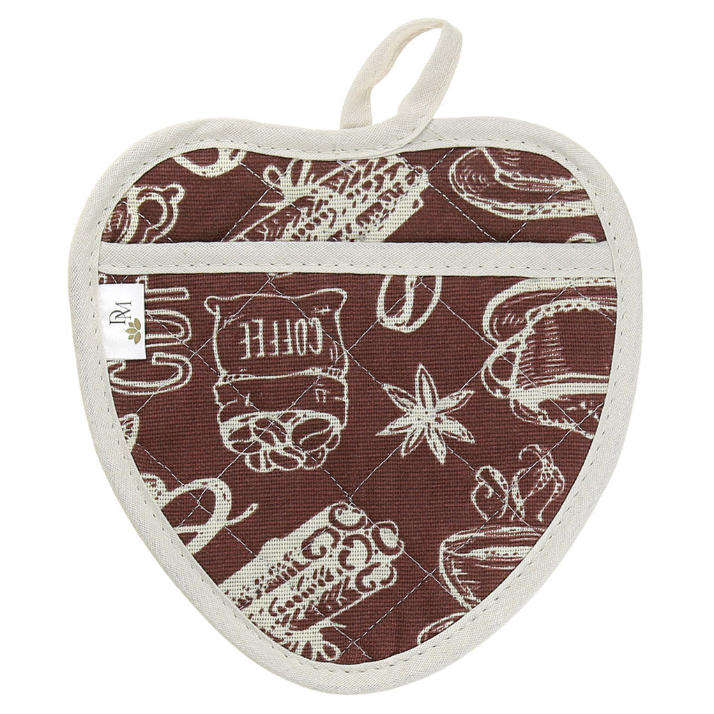 Прихватка с запахом 20х20см Эспрессо, вид 1, форма Клубника, рогожка 171г/м2, хлопок 100%, наполнитель - ватин 280г/м2, на пластмассовом подвесе, Домашняя мода (Россия)  фото 2