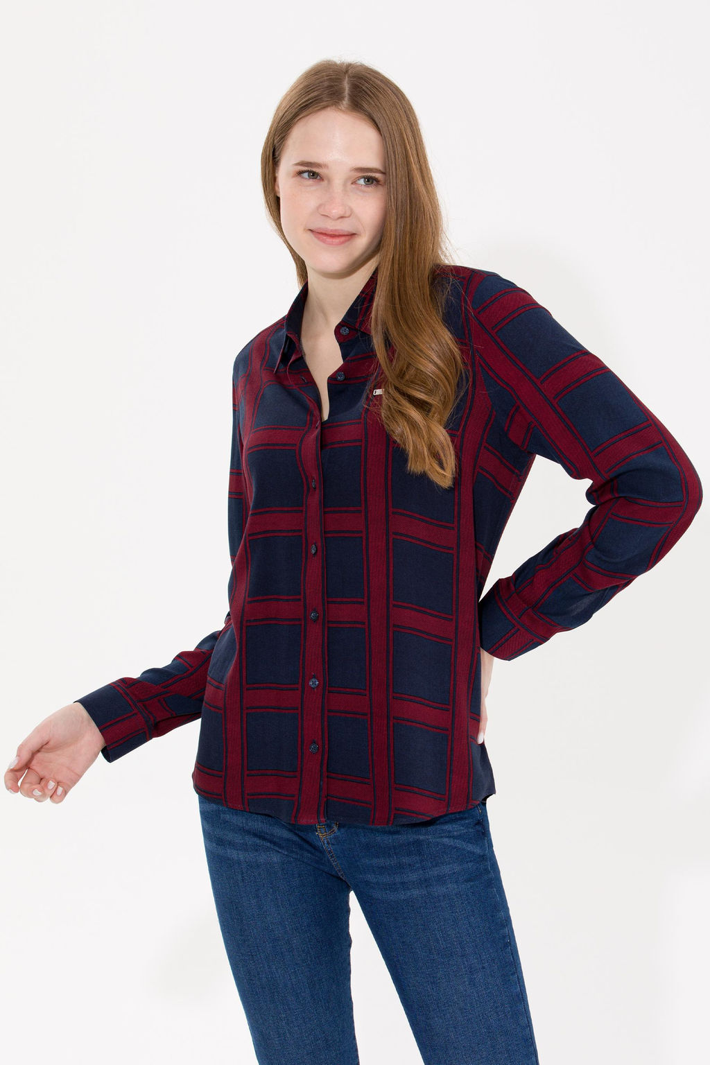 U. S. Polo Assn Женская темно-синяя рубашка с длинным рукавом - U.s. polo assn фото 3