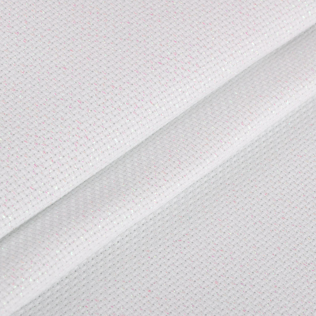 Канва K04L Gamma Aida №14 ФАСОВКА 92% хлопок, 8% терилен 30 х 40 см  2 см белый с перламутровым люрексом