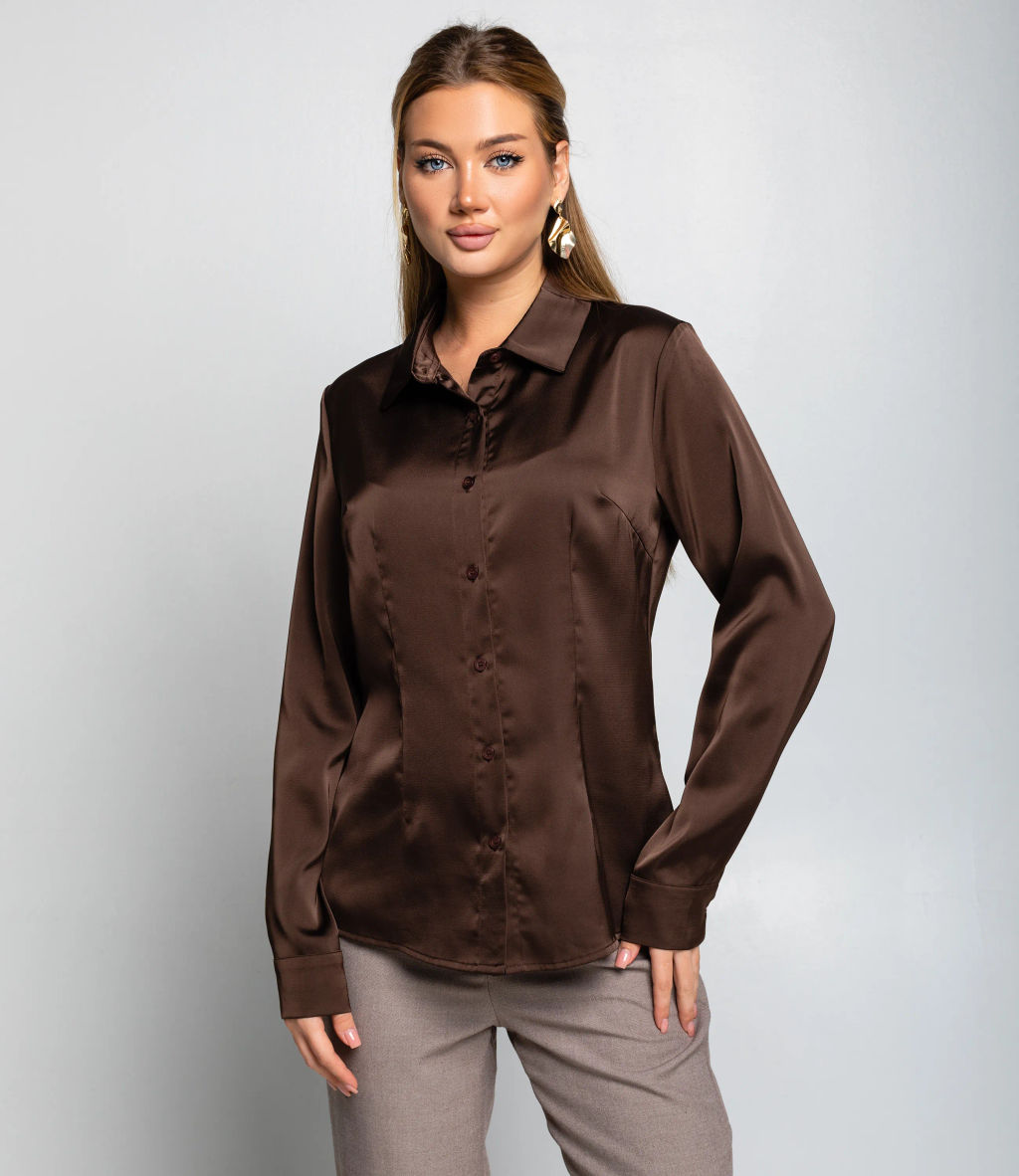 Блуза #ОКТ025022, тёмно-коричневый