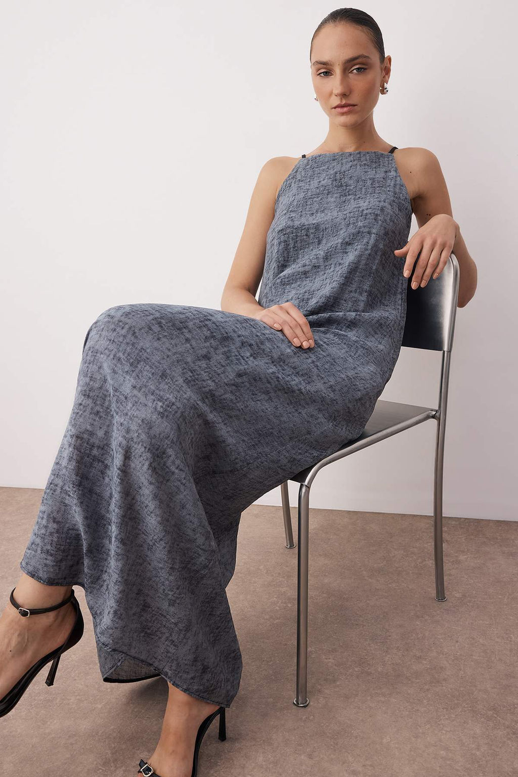 Antrasit Duz Maxi Dokuma Elbise TWOSS25EL00904