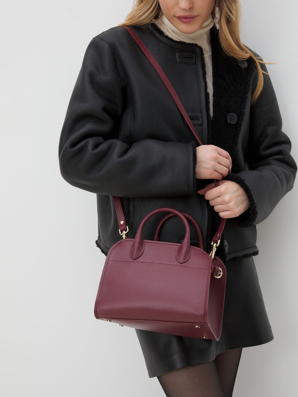 Женский тоут CALZETTI ASHLEY MINI Артикул 4507842, вишневый  фото 5