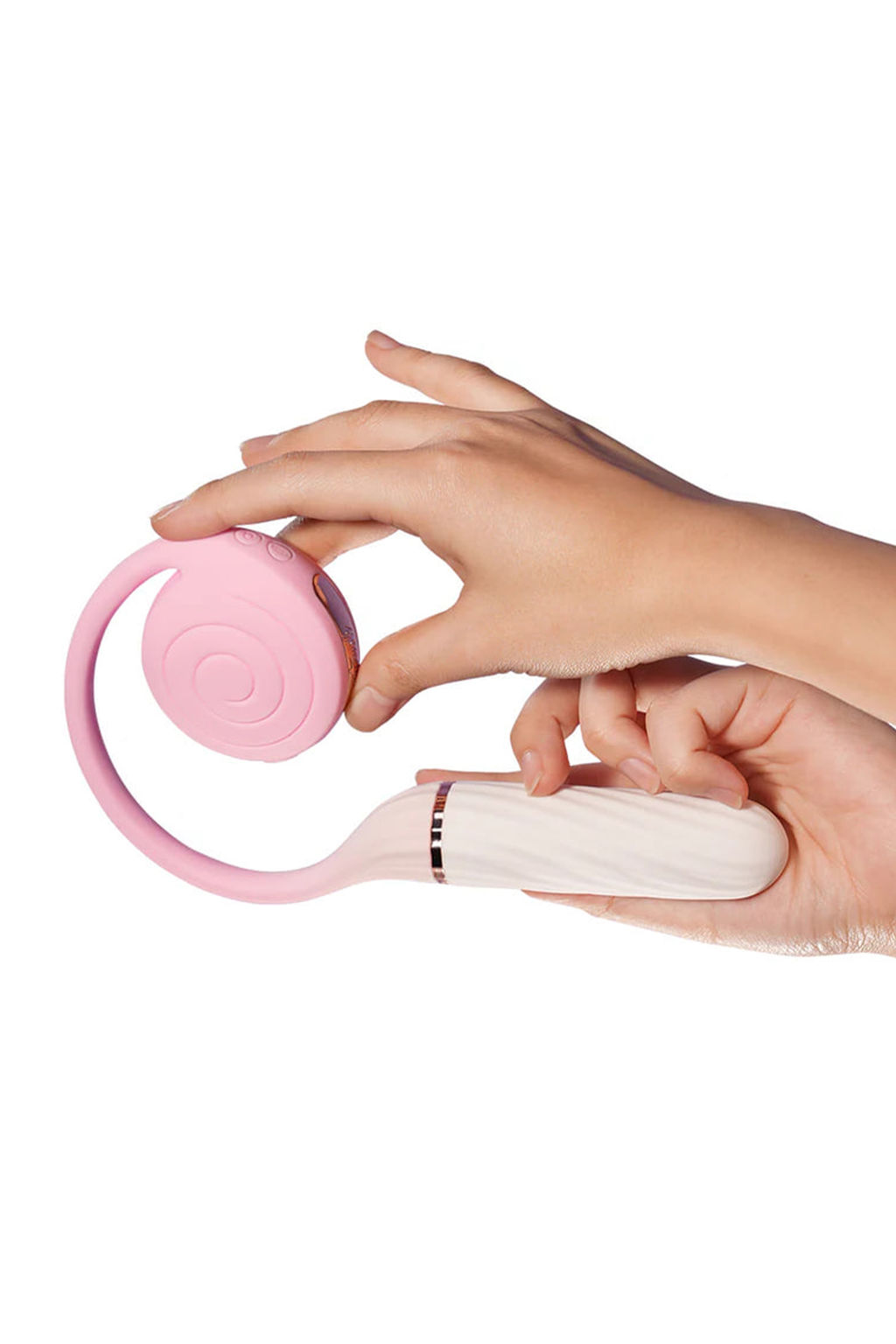 Вибратор с вакуумным стимулятором OTOUCH Lollipop Dual Stimulation, силикон, бело-розовый, 20 см
