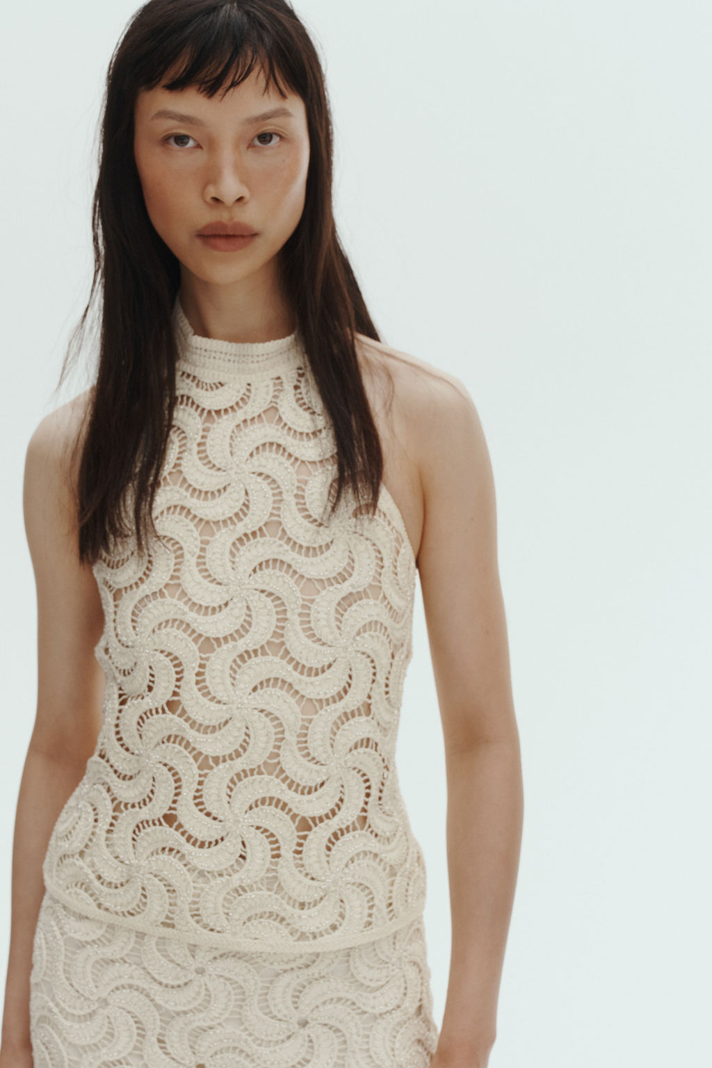 Top halter efecto crochet con cuentas - H&m фото 3