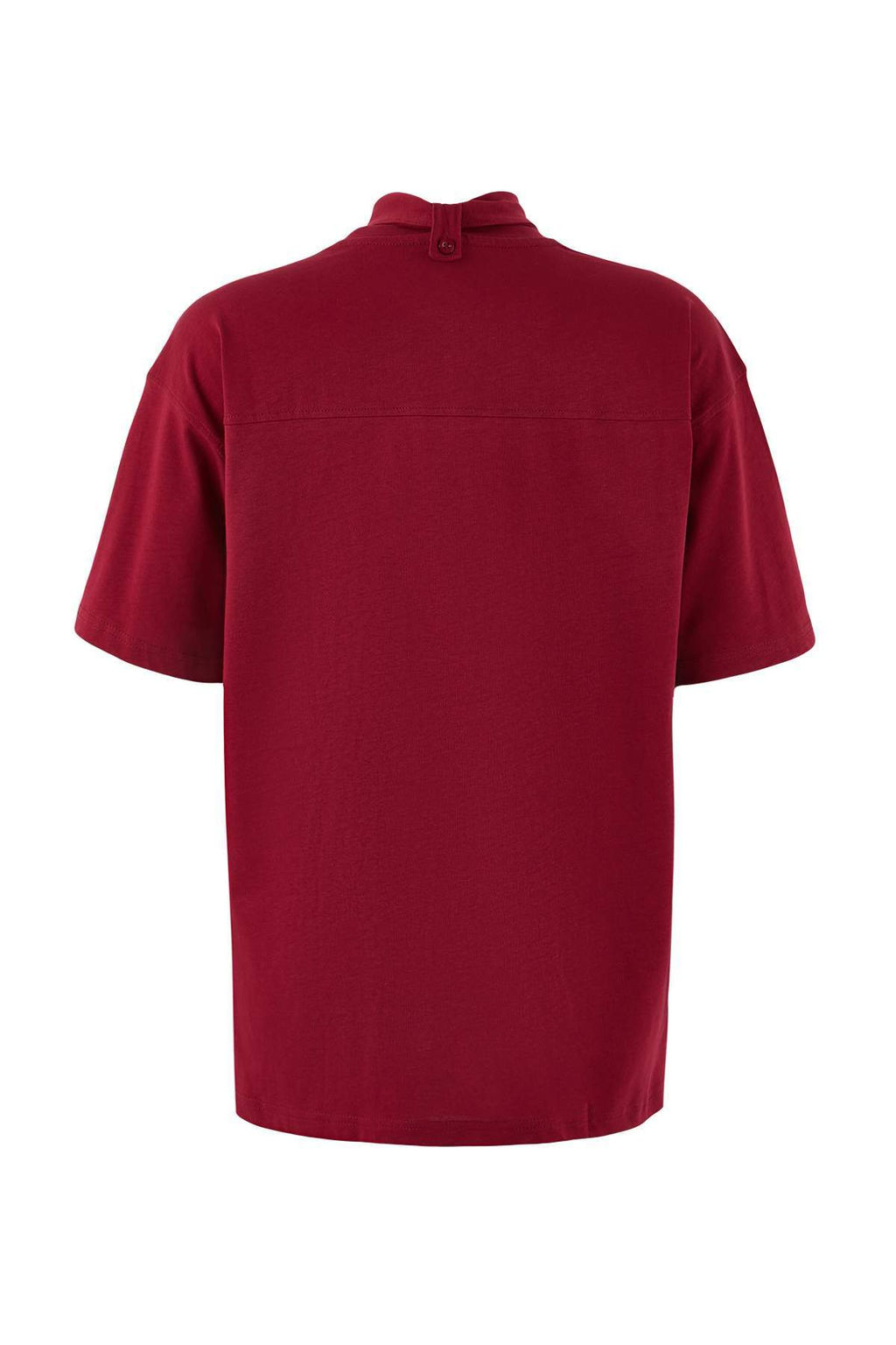 Limited Edition Bordo Oversize Dusuk Kol K?sa Kollu Uzun Tok %100 Pamuk Orme T-Shirt TWOSS26TS00029