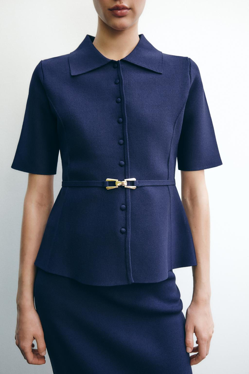 PLAIN KNIT BELTED JACKET - Zara фото 2
