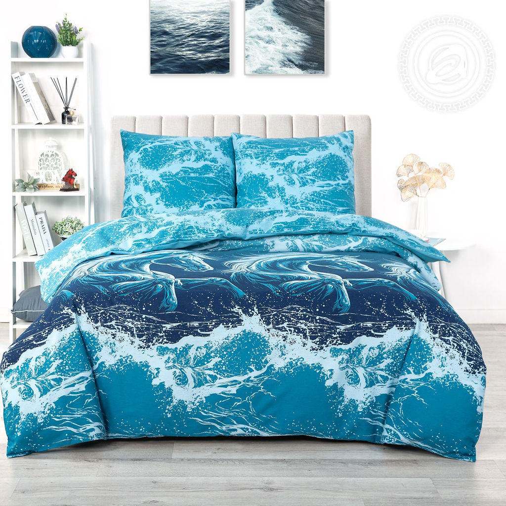 Постельное бельё Посейдон (бязь премиум) 2 сп. с Евро/Пододеяльник: 1 шт. - 215*175; Простыня: 1 шт. - 215*240; Наволочка: 2 шт. - 70*70; Премиум