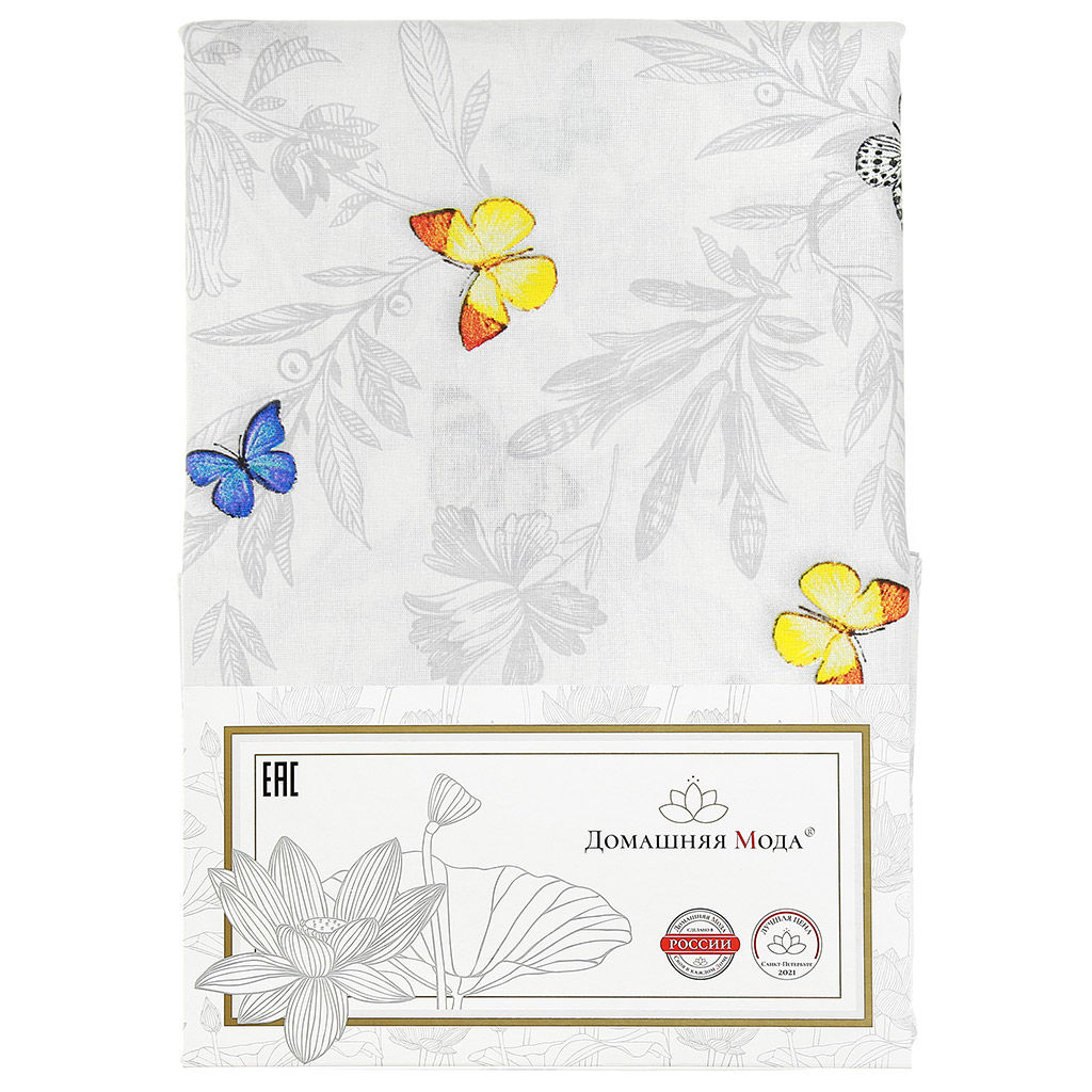 Пододеяльник на пуговицах Евростандарт "Бабочки" 220х215см, бязь "Комфорт" 121г/м2, хлопок 100%, упаковка "классическая" ПВХ 28х41см, "Домашняя мода" (Россия)