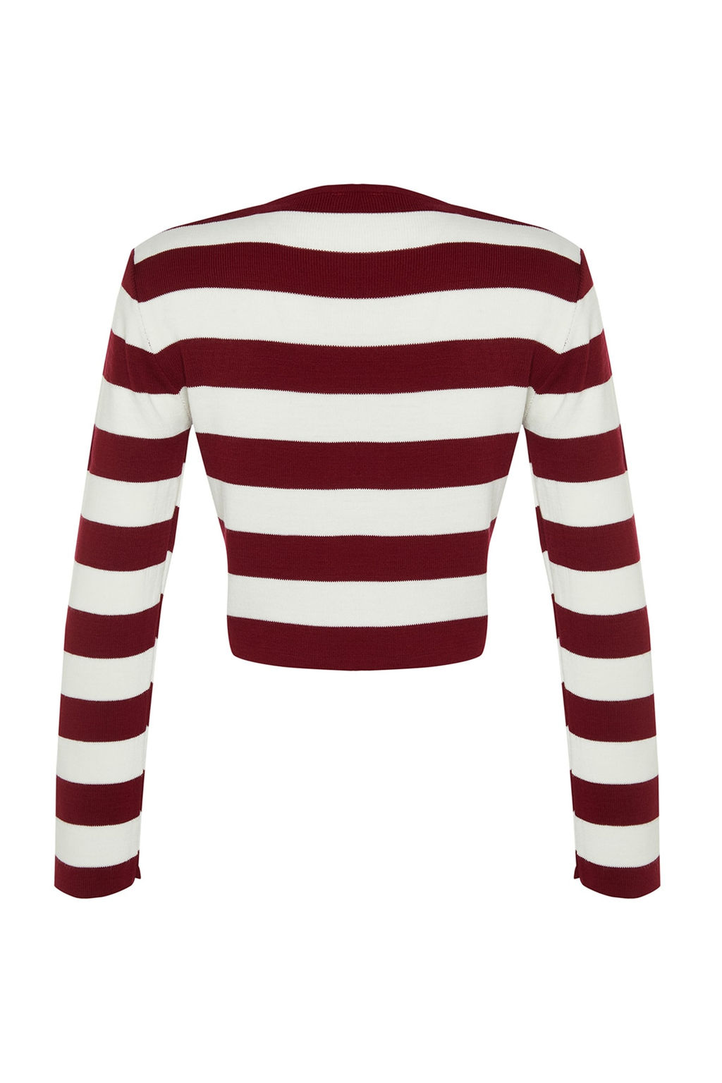 Bordo Crop Basic Cizgili Triko Kazak TWOAW23KZ00034 - Trendyolmilla фото 7