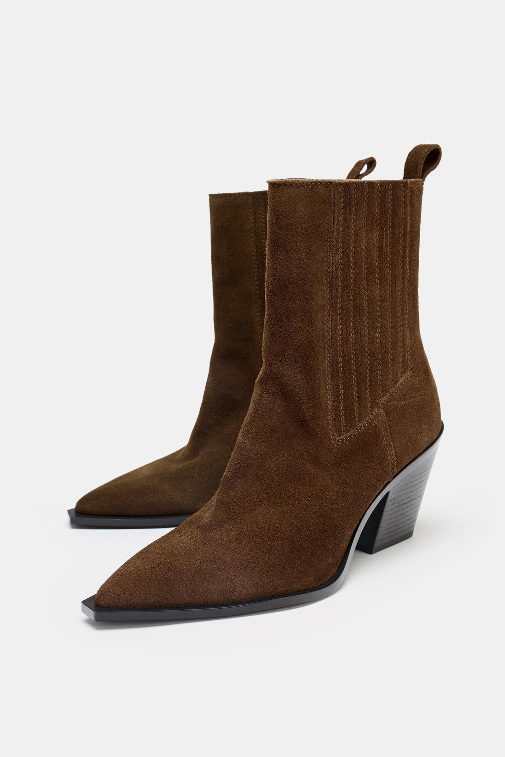 SPLIT SUEDE COWBOY ANKLE BOOTS - Zara фото 12