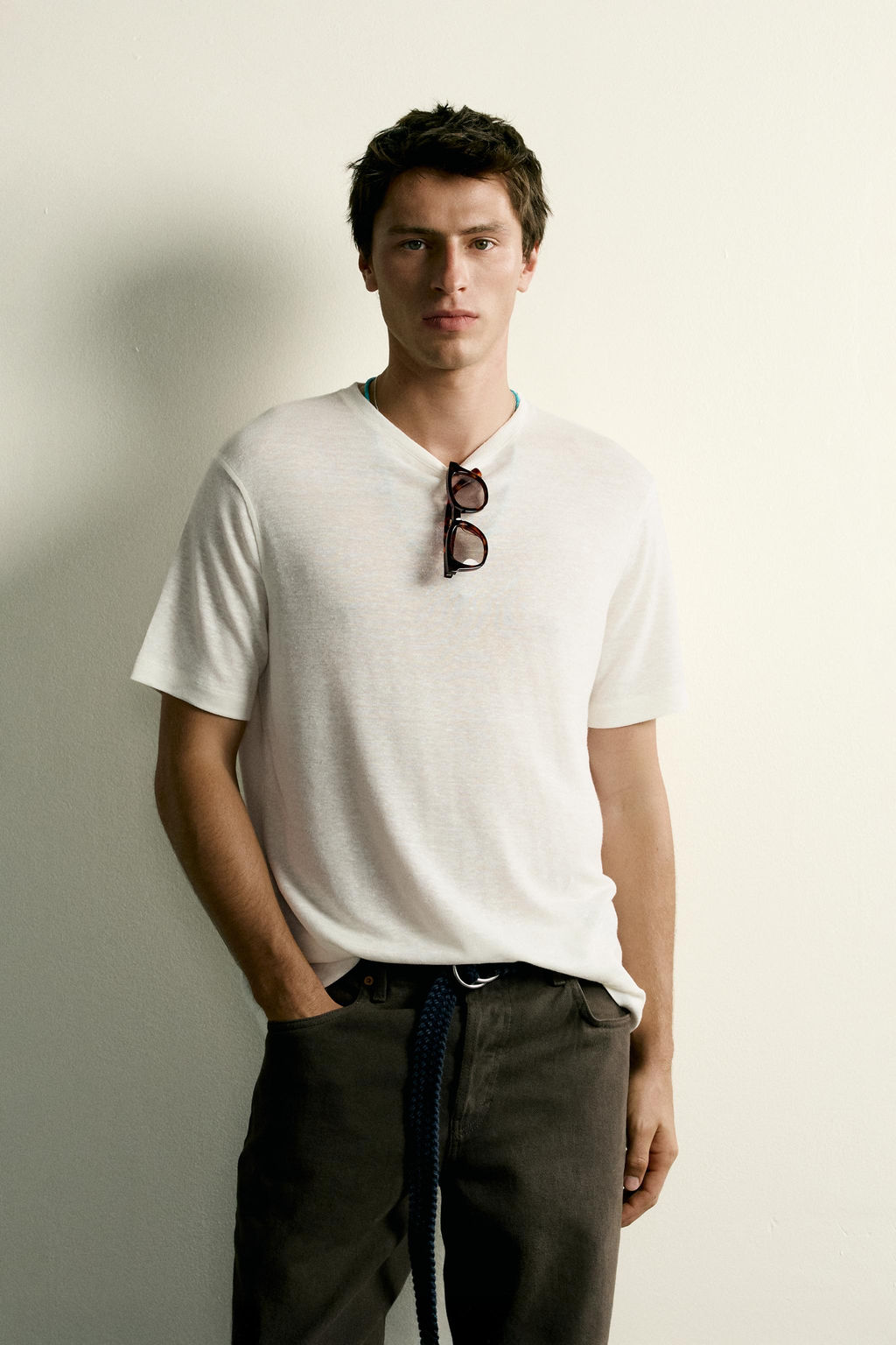 CAMISETA REGULAR FIT C??AMO - VISCOSA / Blanco roto - Zara фото 2