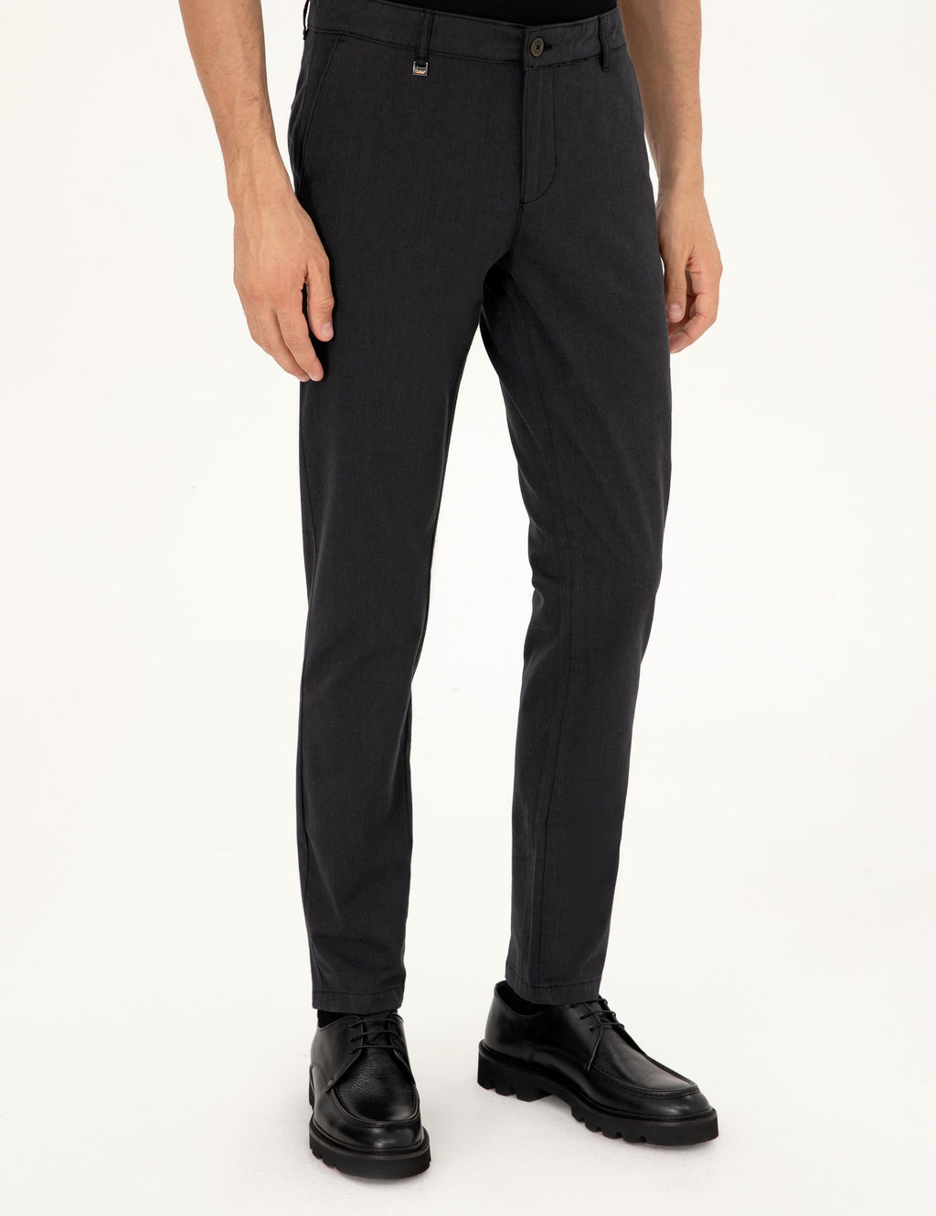 Siyah Slim Fit Pamuk Kar___ml_ Kanvas Pantolon