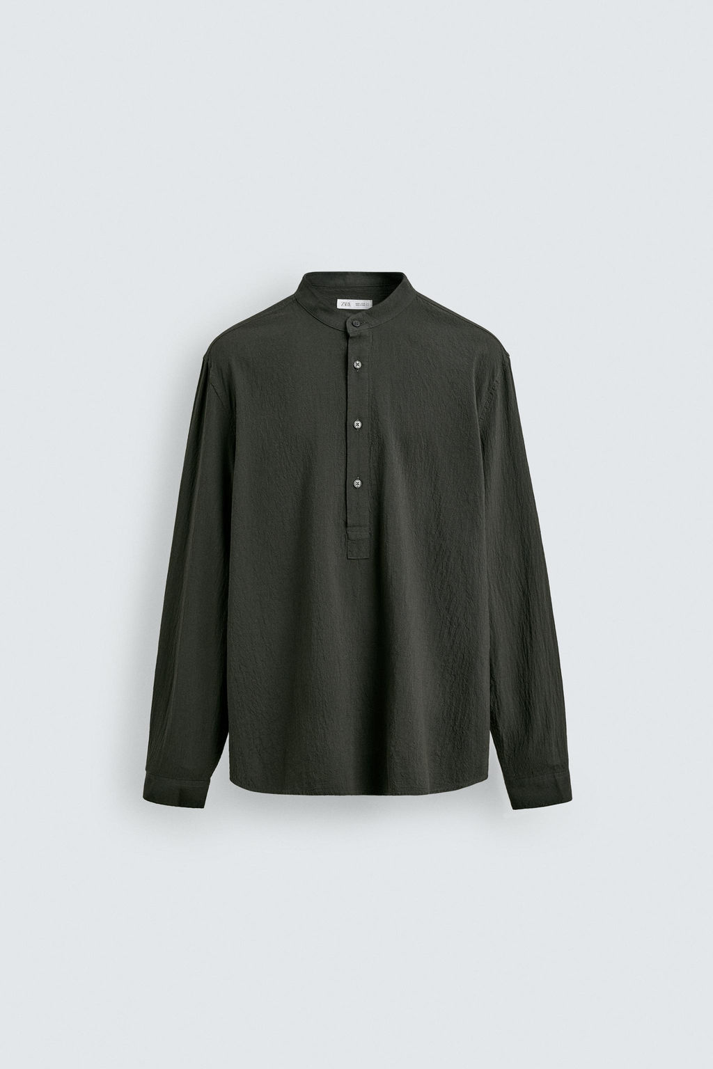 CAMISA EFECTO ARRUGADO / Khaki oscuro - Zara фото 7