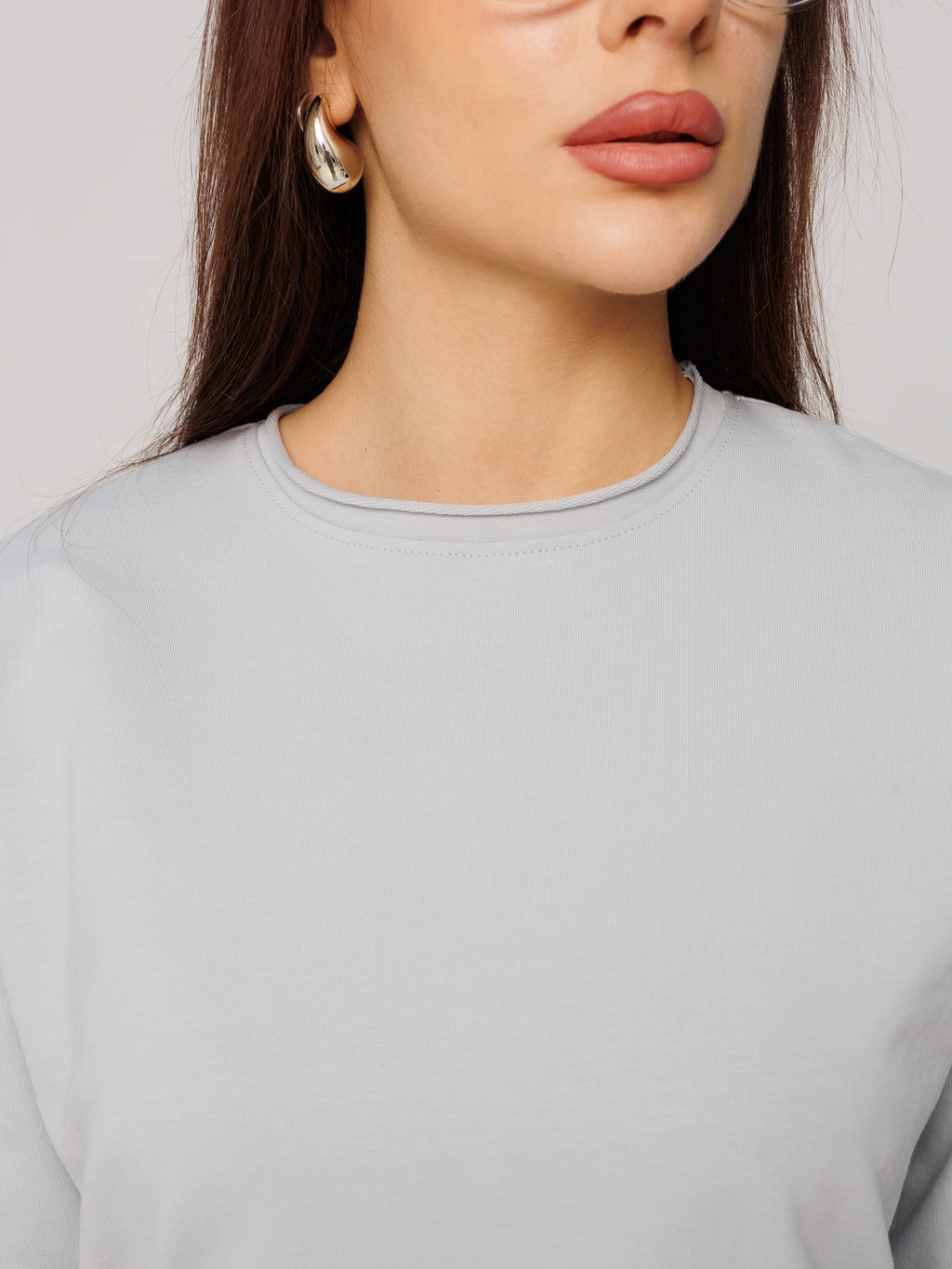 Женский лонгслив из футера 2-х нитки серебристый ВК-25 (61)