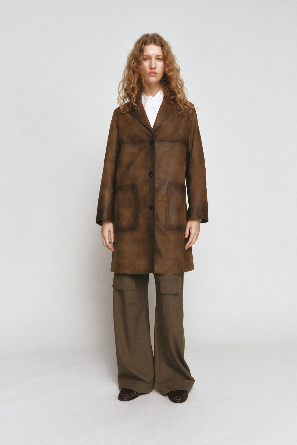 100% LEATHER COAT ZW COLLECTION LIMITED EDITION - Zara фото 5