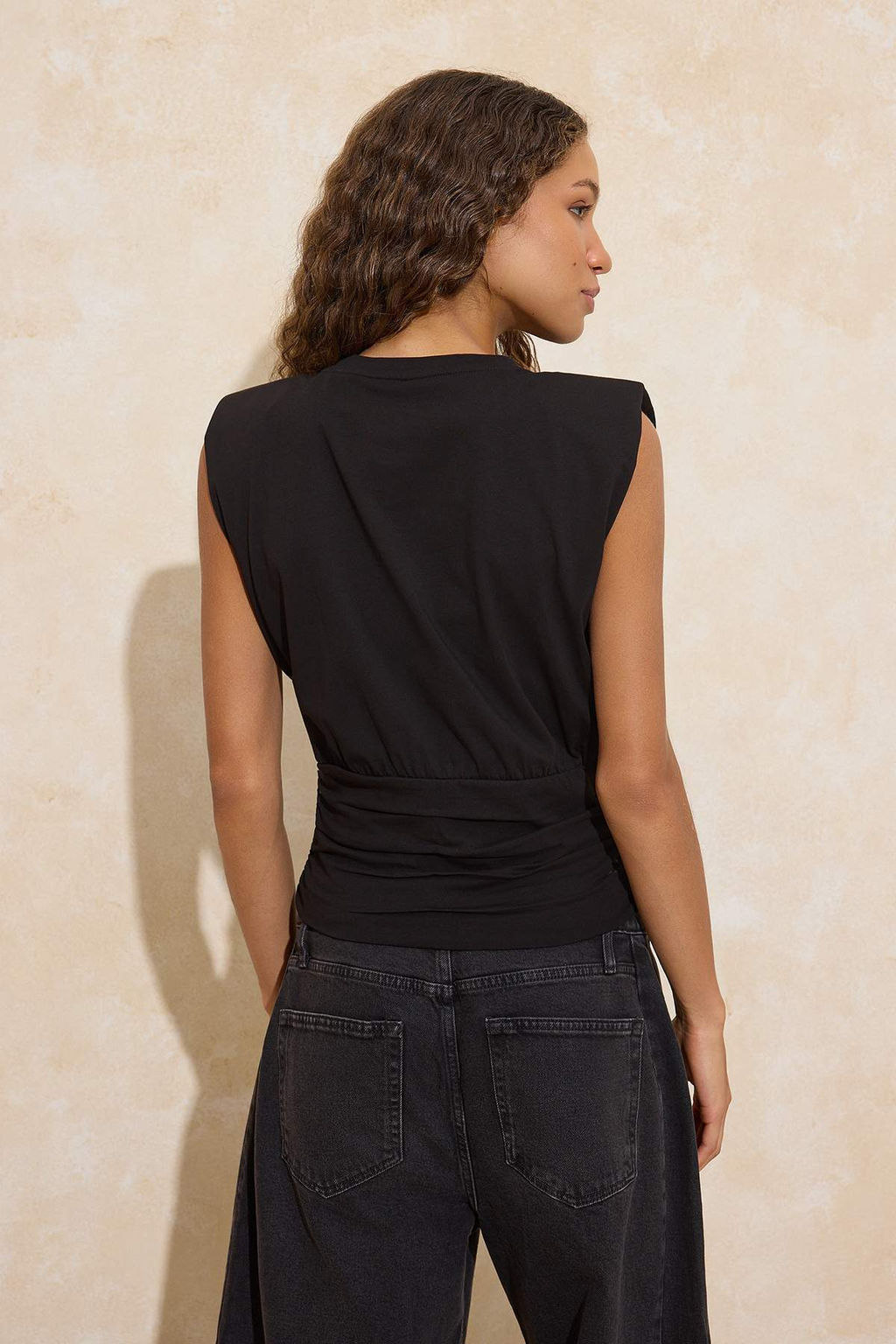 Siyah Fitted/Vucuda Oturan Kolsuz Buzgulu Pamuklu Esnek Orme Bluz TWOSS26BZ00203