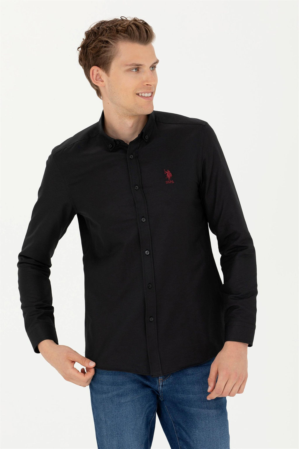 Мужская черная базовая рубашка с длинным рукавом - U.s. polo assn фото 3