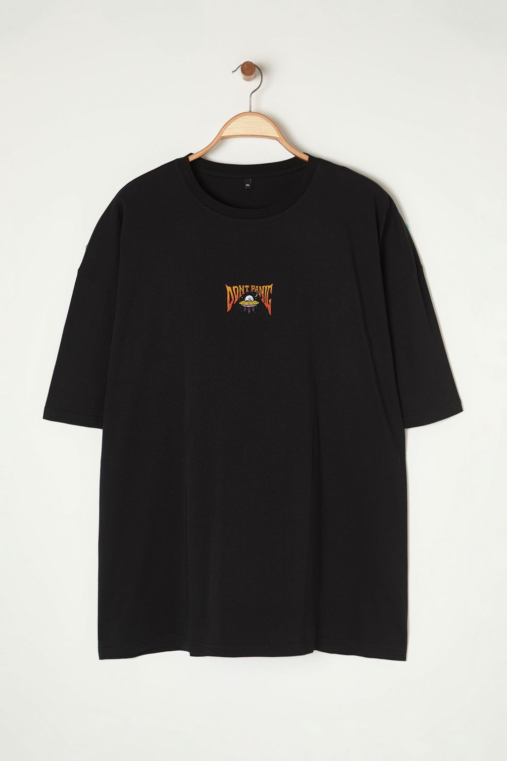 TRENDYOL MAN Buyuk Beden Siyah Oversize/Genis Kesim Uzay Bask?l? %100 Pamuklu T-Shirt TMNSS25BF00017 - Trendyolmilla фото 4
