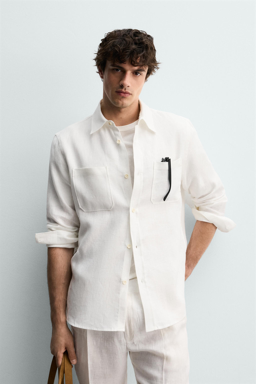CAMISA REGULAR FIT 100% LINO / Blanco - Zara фото 2