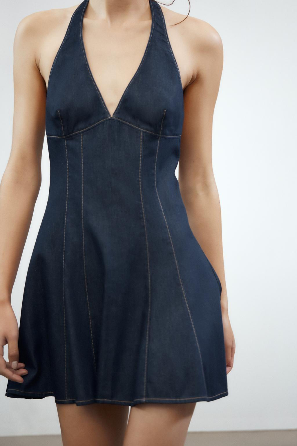 DENIM HALTER DRESS - Zara фото 3