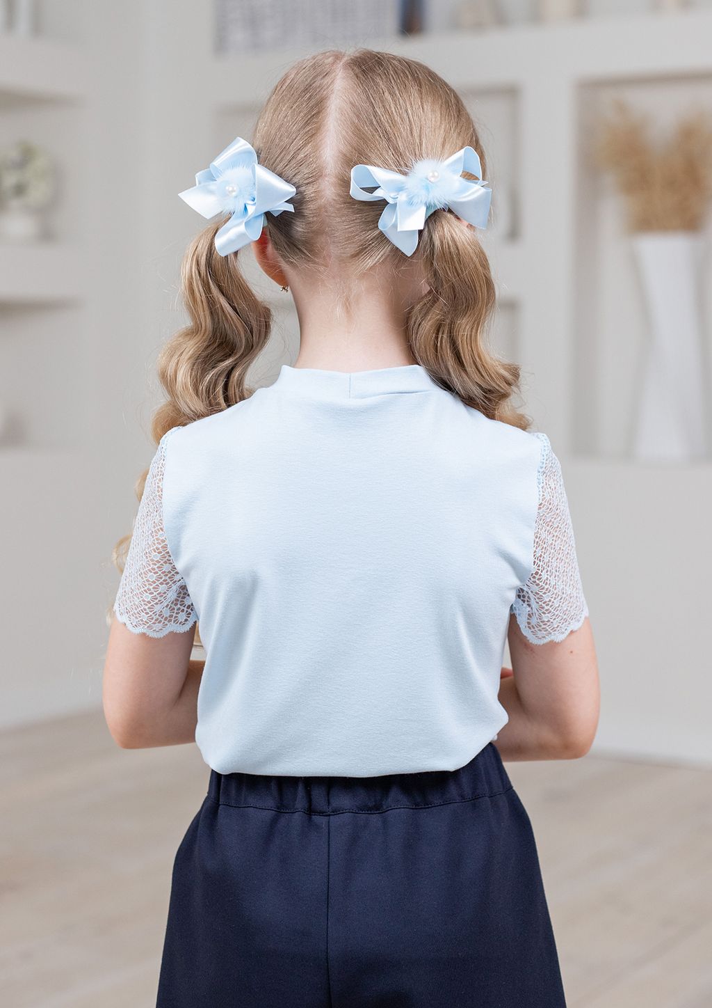 Мелина, блузка трикотажная голубой/122-60-54 - Alolika фото 5