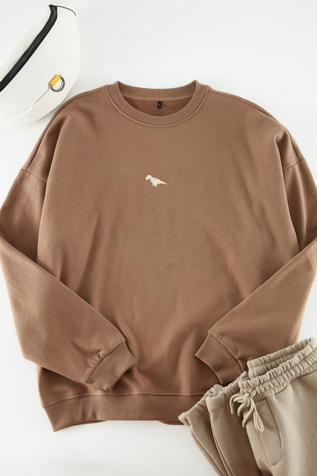 TRENDYOL MAN Gri Bisiklet Yaka Oversize/Genis Kesim Ici Polar/S?cak Tutan Dinozor Nak?s Sweatshirt TMNAW24SW00064 - Trendyolmilla фото 2