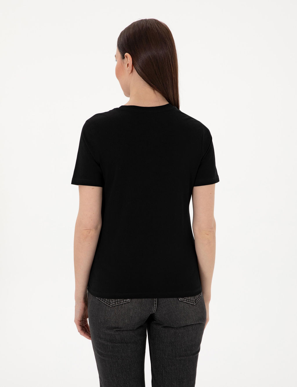 Siyah Regular Fit Bisiklet Yaka Basic Ti__rt