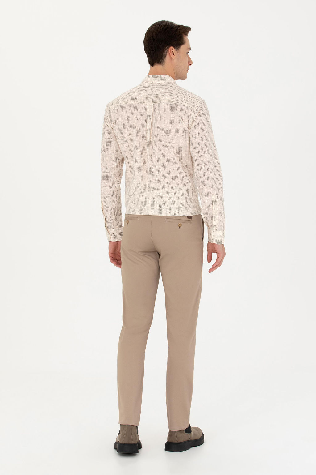 Erkek Slim Fit Koyu Bej Kanvas / Chino Pantolon