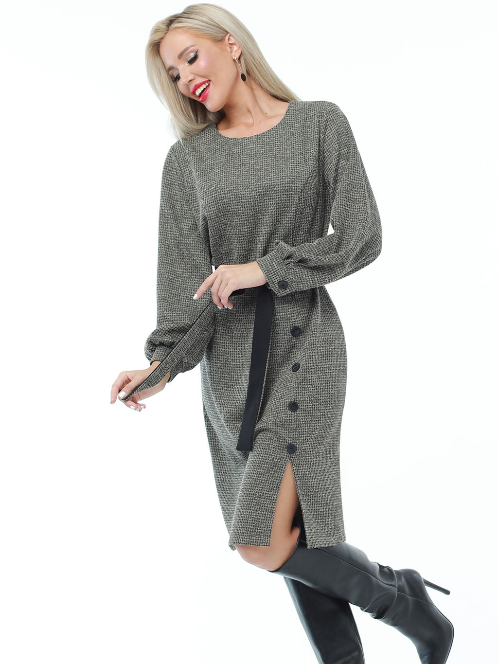 Платье трикотажное с разрезом - Dstrend фото 4