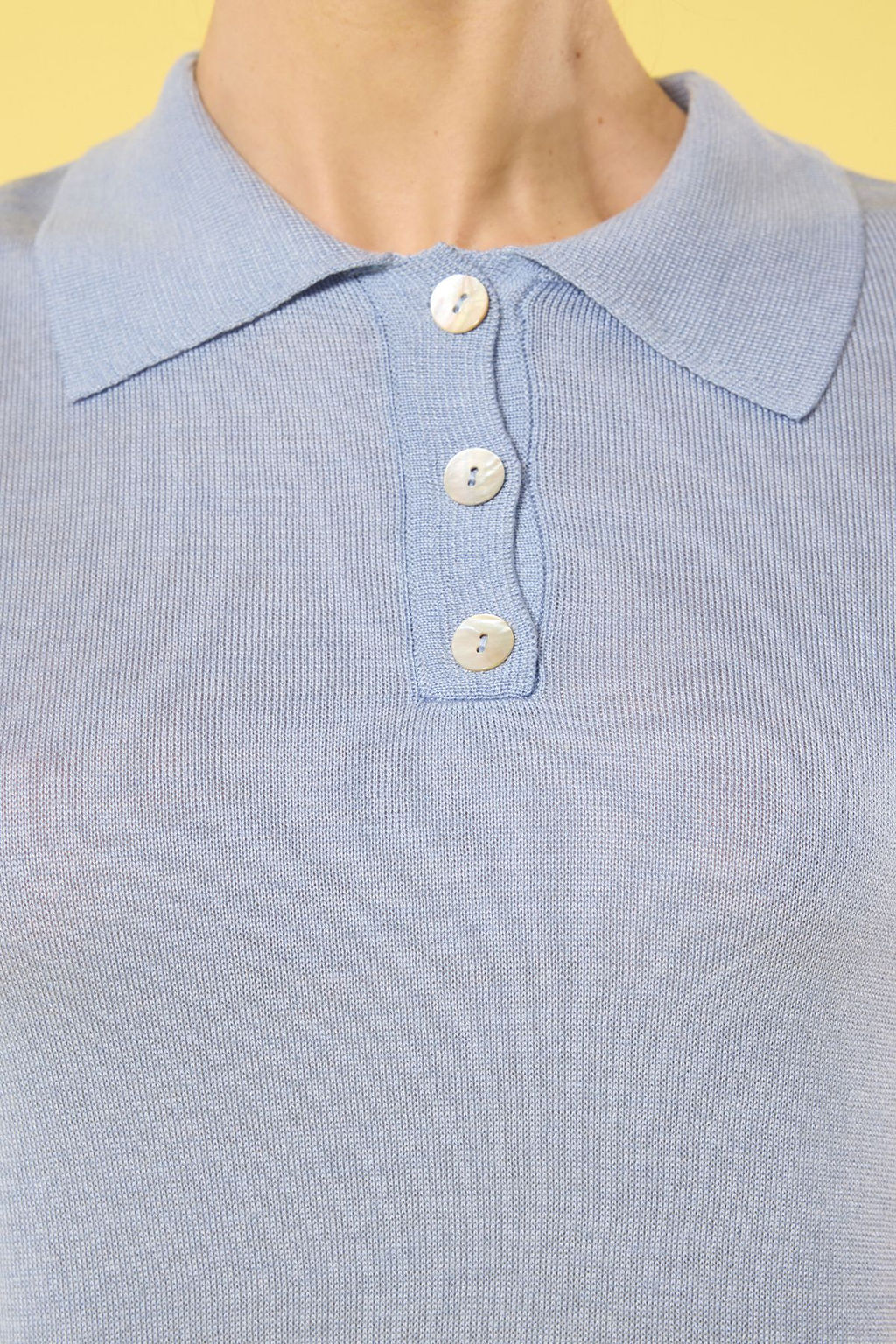 Trendyolmilla Ac?k Mavi Polo Yaka Triko Bluz TWOSS25BZ00178