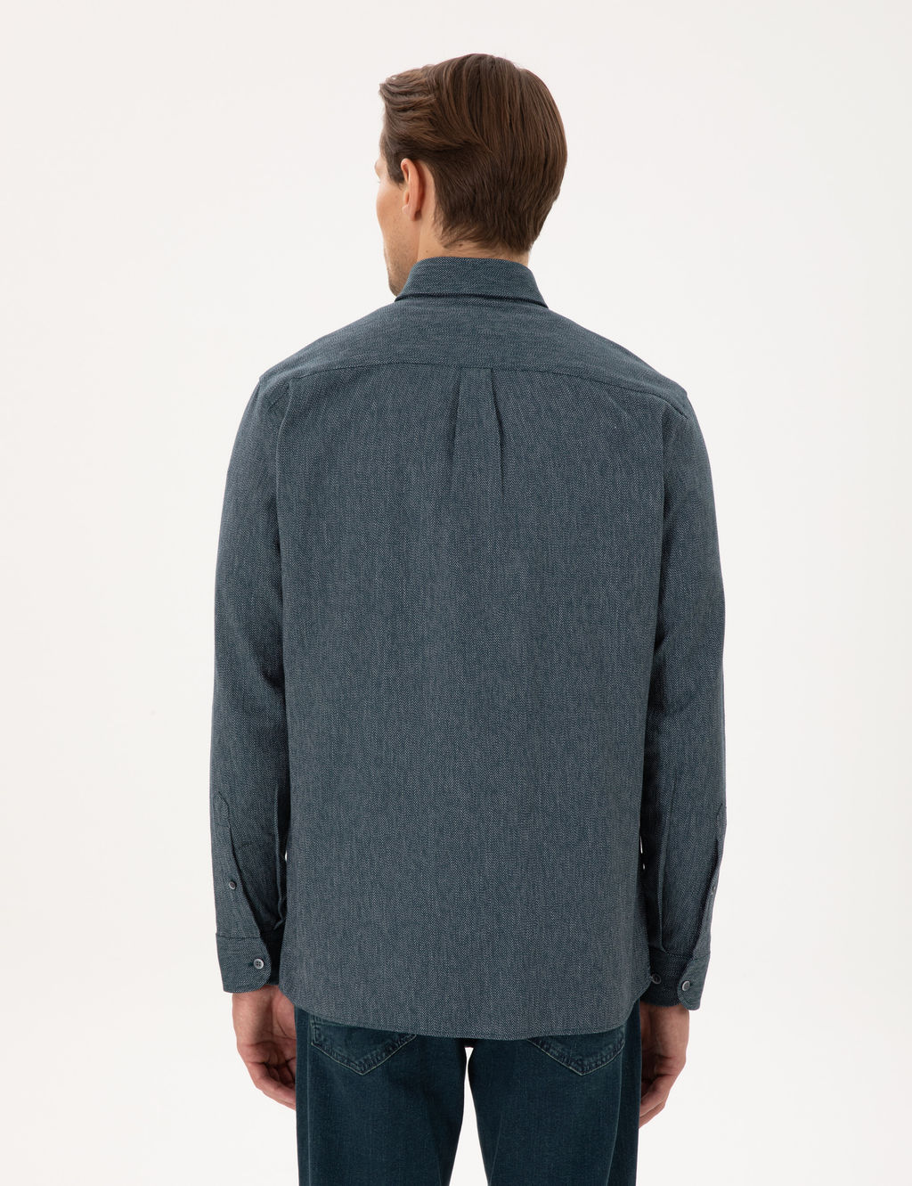 Ye_il Regular Fit Uzun Kollu Oxford G_mlek