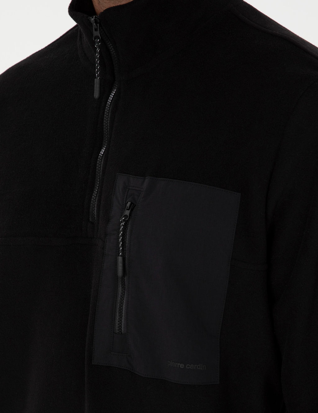 Siyah Regular Fit Yar_m Fermuarl_ Polar Sweatshirt - Pierre cardin фото 7