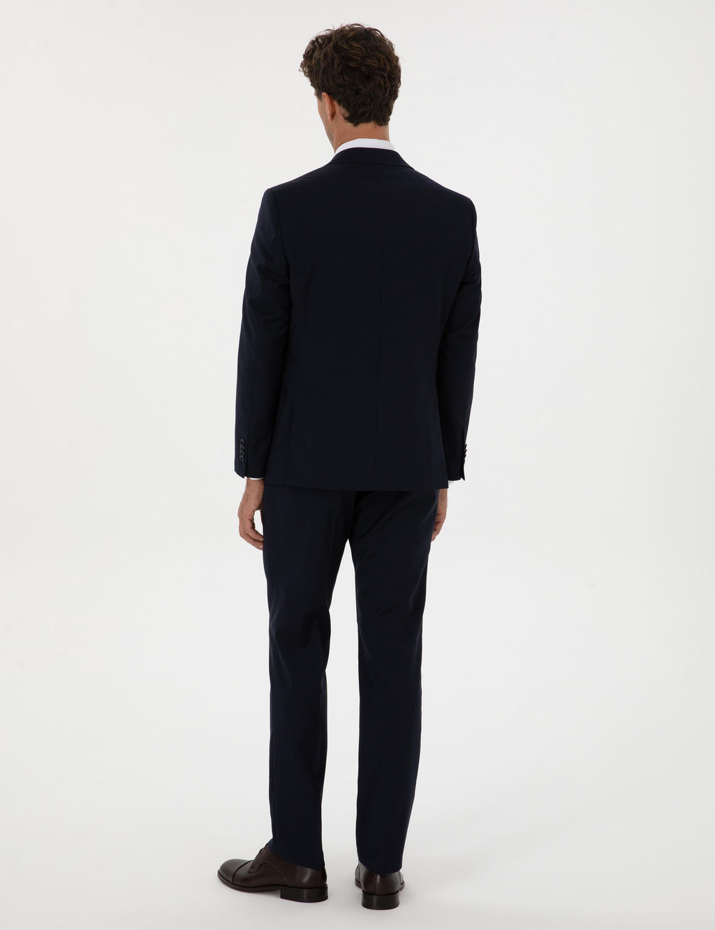 Lacivert Slim Fit %100 Y_n Tak_m Elbise