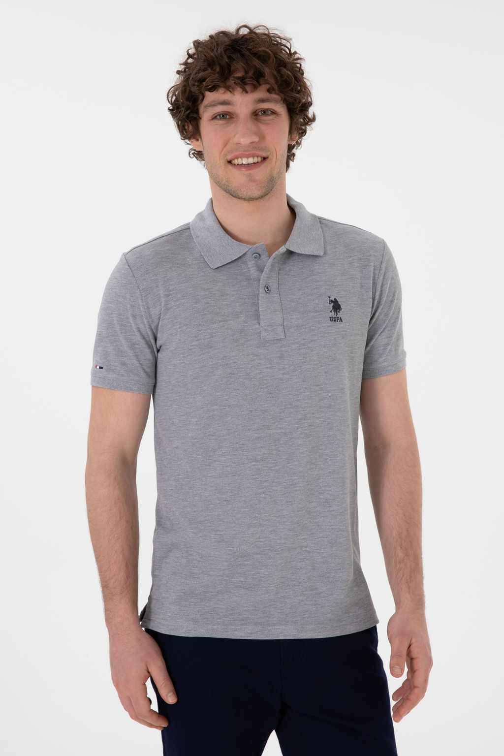 Erkek Slim Fit Polo Yaka Gri Melanj Basic Ti__rt Sepette S_rpriz _ndirim - U.s. polo assn фото 3