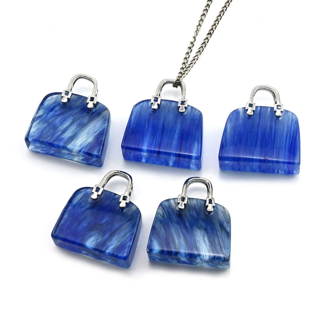 Оригинальная подвеска с халцедоном в форме сумочки 25*10*27мм синий