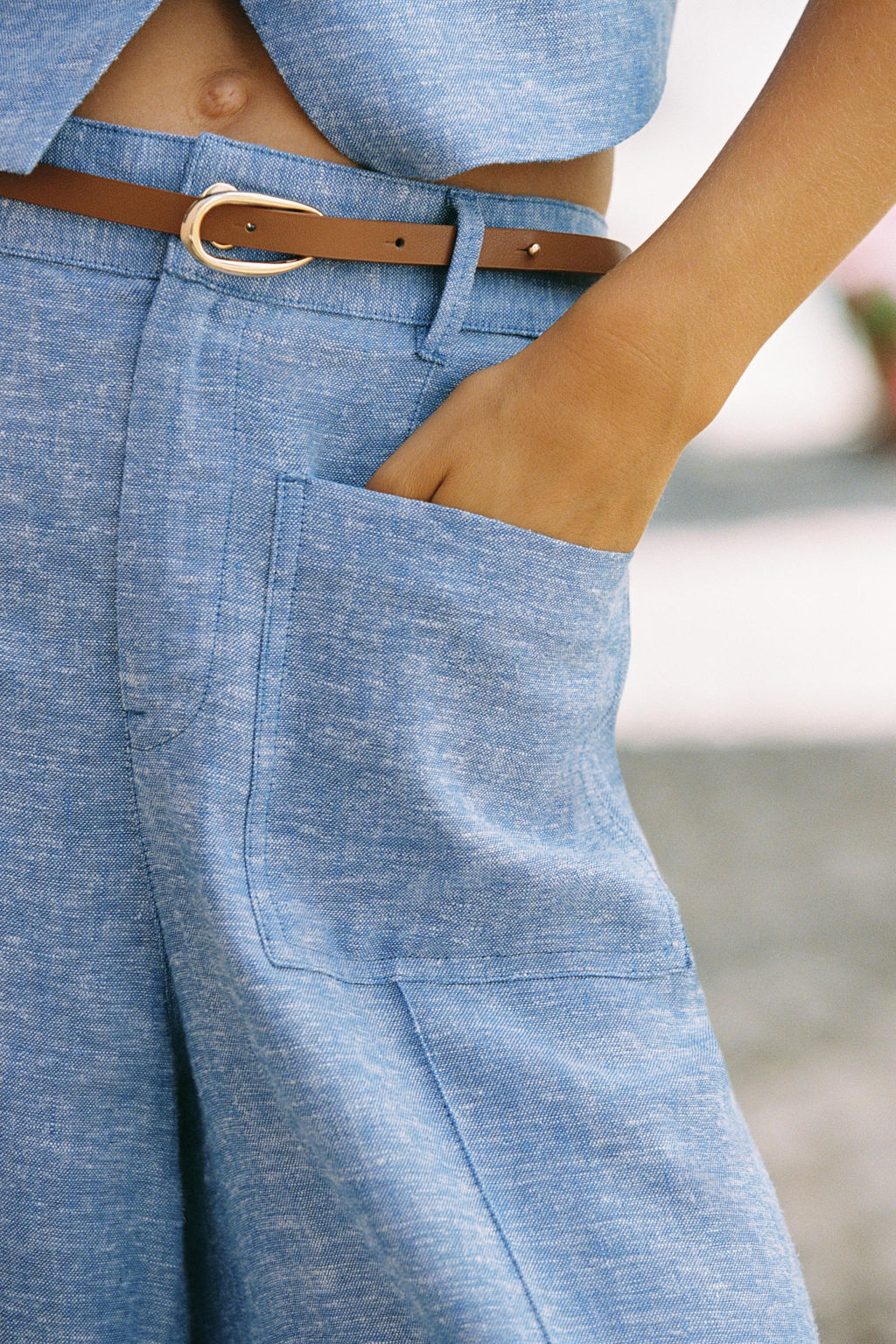 LINEN BLEND CULOTTES WITH BELT - Zara фото 11