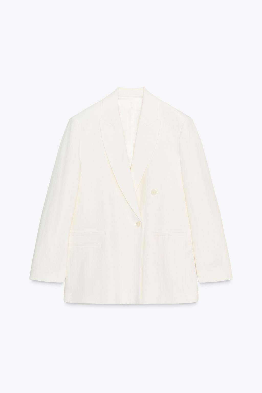 ZW COLLECTION DOUBLE-BREASTED LINEN BLEND BLAZER - Zara фото 2