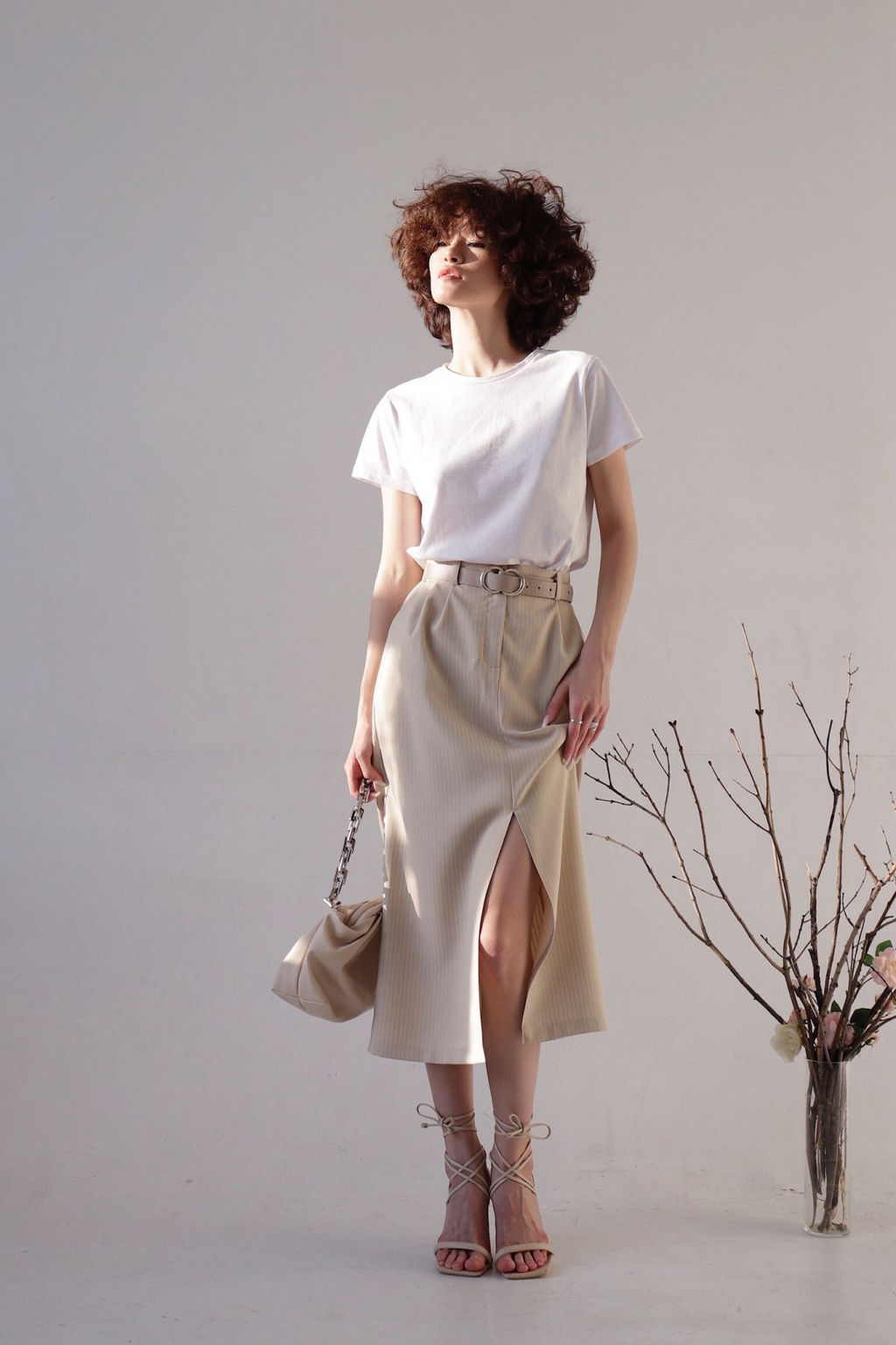 Юбка миди-макси бежевая в полоску - Martichelli фото 3