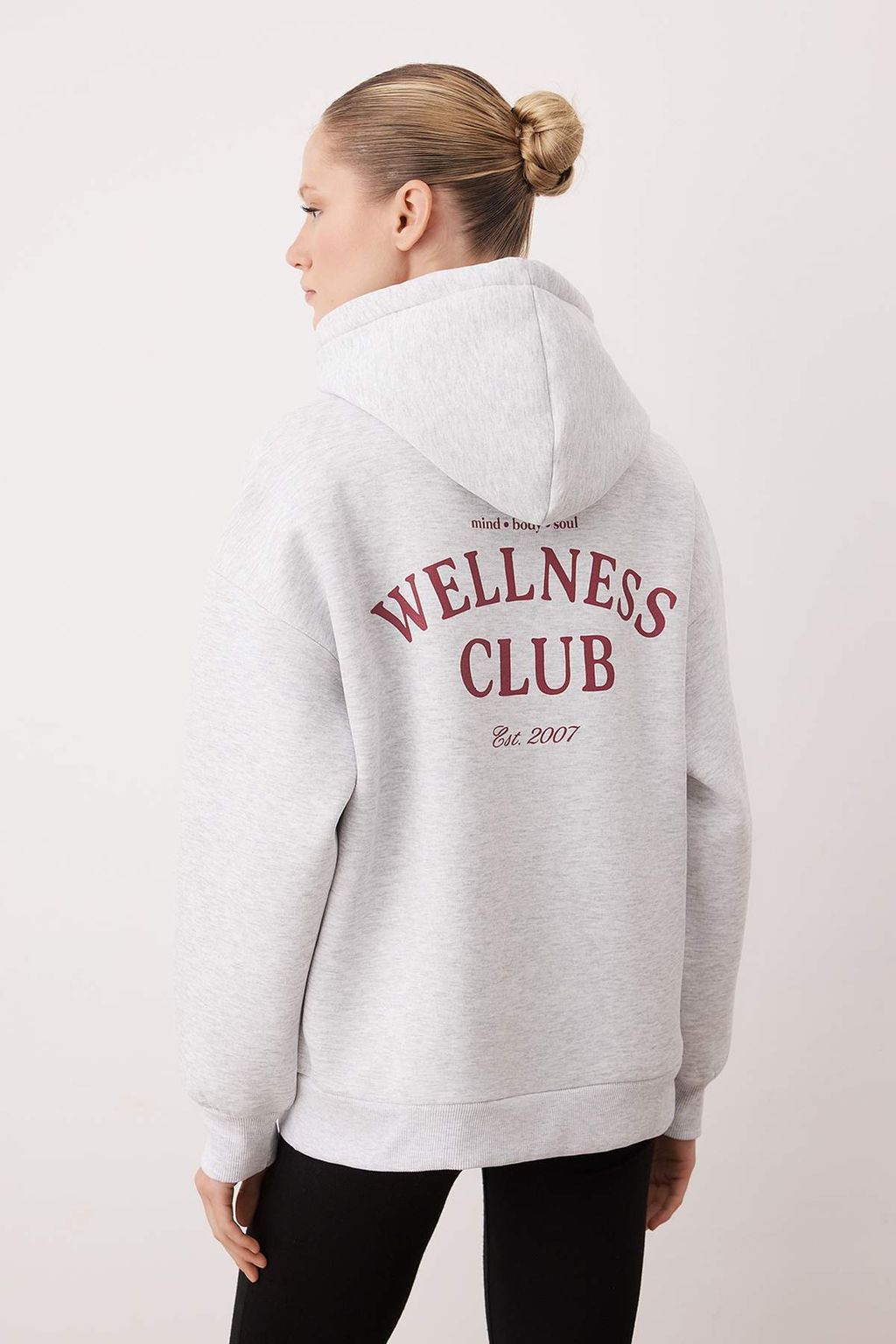 Kar Melanj Nak?sl? Oversize/Genis Kal?p Kal?n Ici Polarl? Orme Sweatshirt TWOAW26SW00181 - Trendyolmilla фото 5